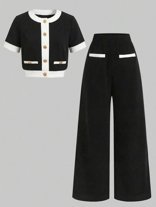 Set conjunto 2 piezas camisa pantalon negro niña