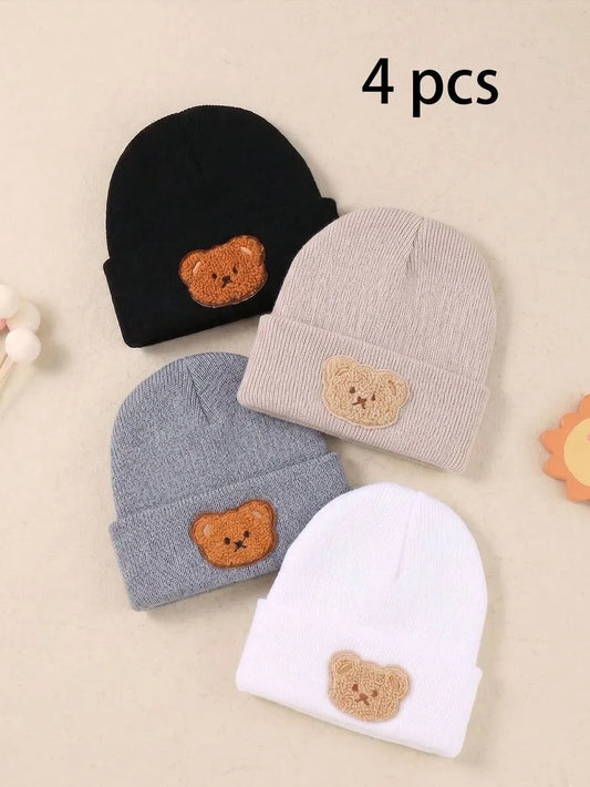 Set 4 gorros blanco beige gris negro bebe niño salida hospital sk25093051941396850