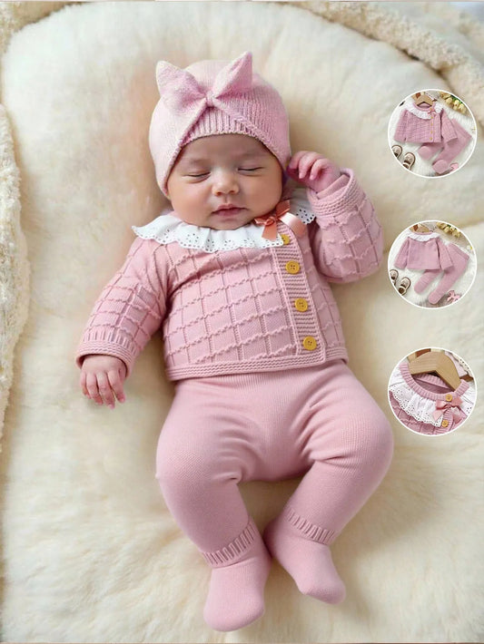 Set conjunto 2 piezas mameluco pantalon rosado bebe niña sa25083171279295145