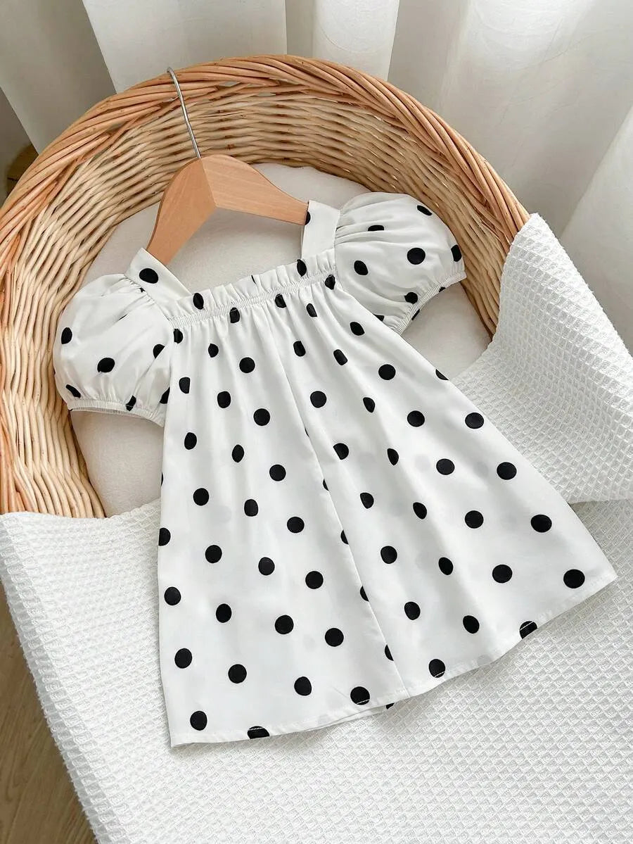 Vestido blanco negro puntos polka dot bebe niña sa260328160245794800682