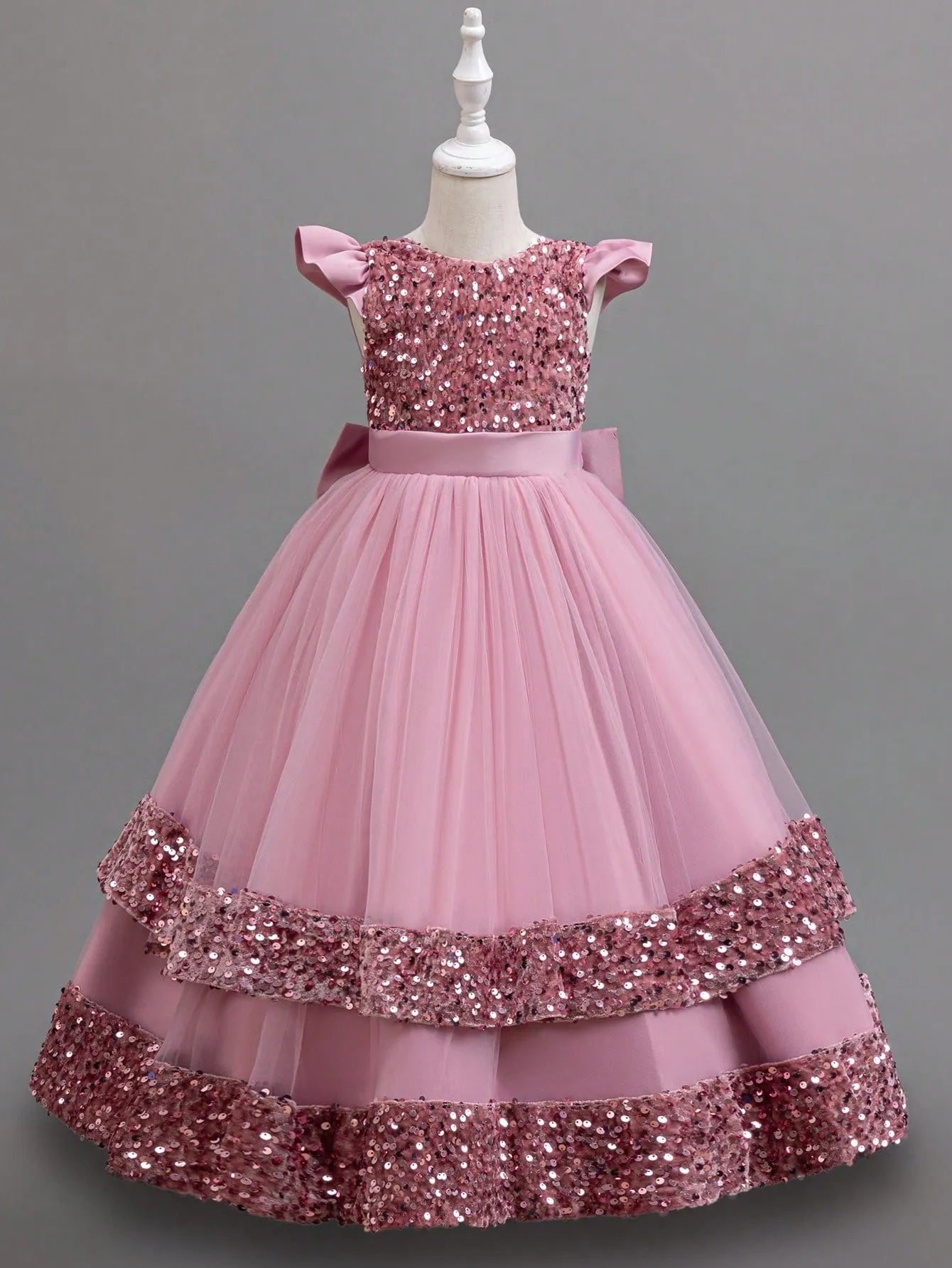 Vestido rosado escarchado gala niña sk2411067057064462
