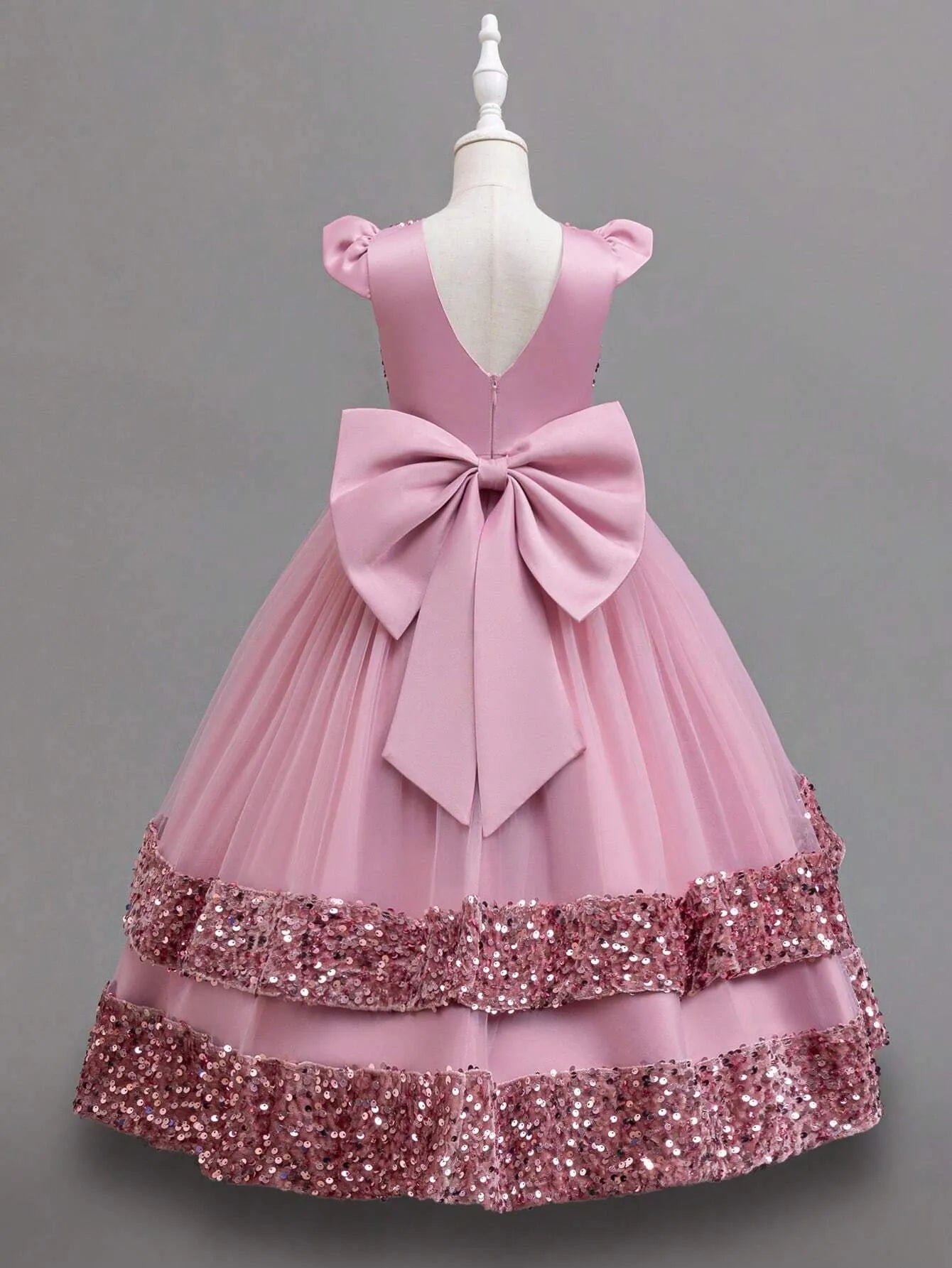 Vestido rosado escarchado gala niña sk2411067057064462