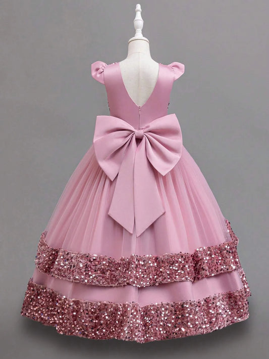Vestido rosado escarchado gala niña sk2411067057064462