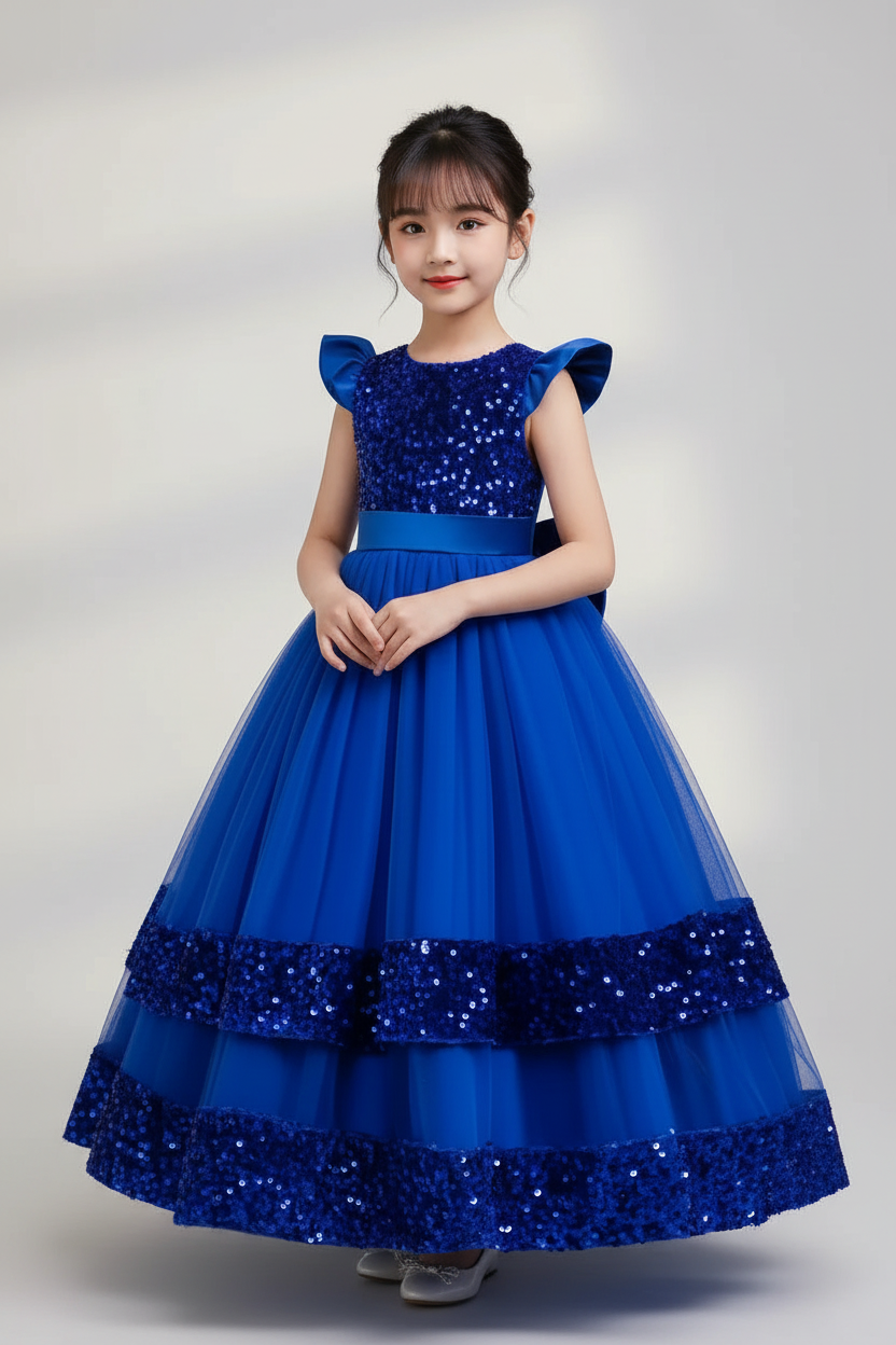 Vestido con manga azul evento gala sk2411066004545673