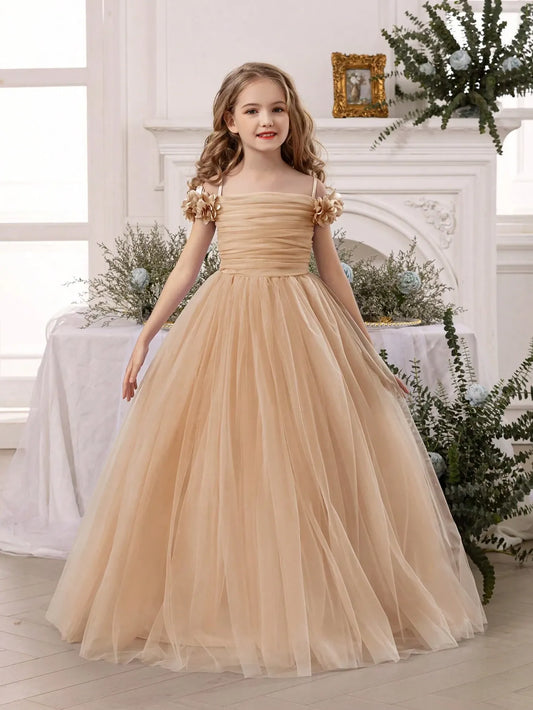 Vestido beige caqui gala niña sk25061019013080338