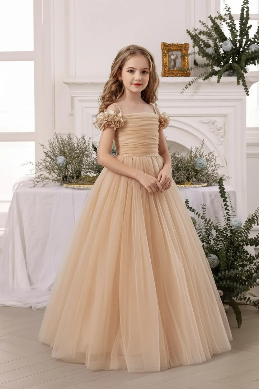 Vestido caqui evento gala niña sk2412170856821704
