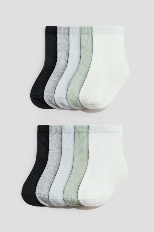 Set 10 calcetines negros gris verde blanco bebe niño niña H&M 0742911027