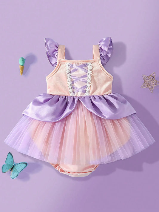 Vestido princesas morado rosado bebe niña disfraz
