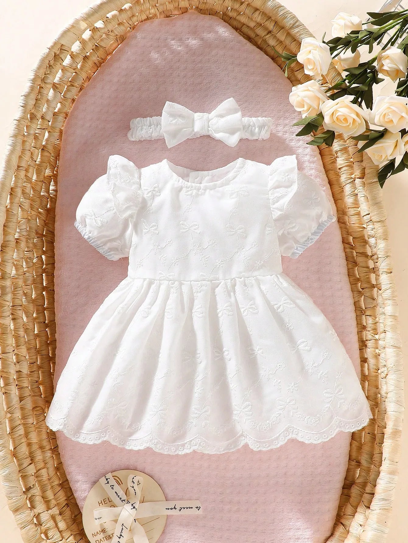 Vestido blanco chongo blanco bebe niña sa251216174833451752624
