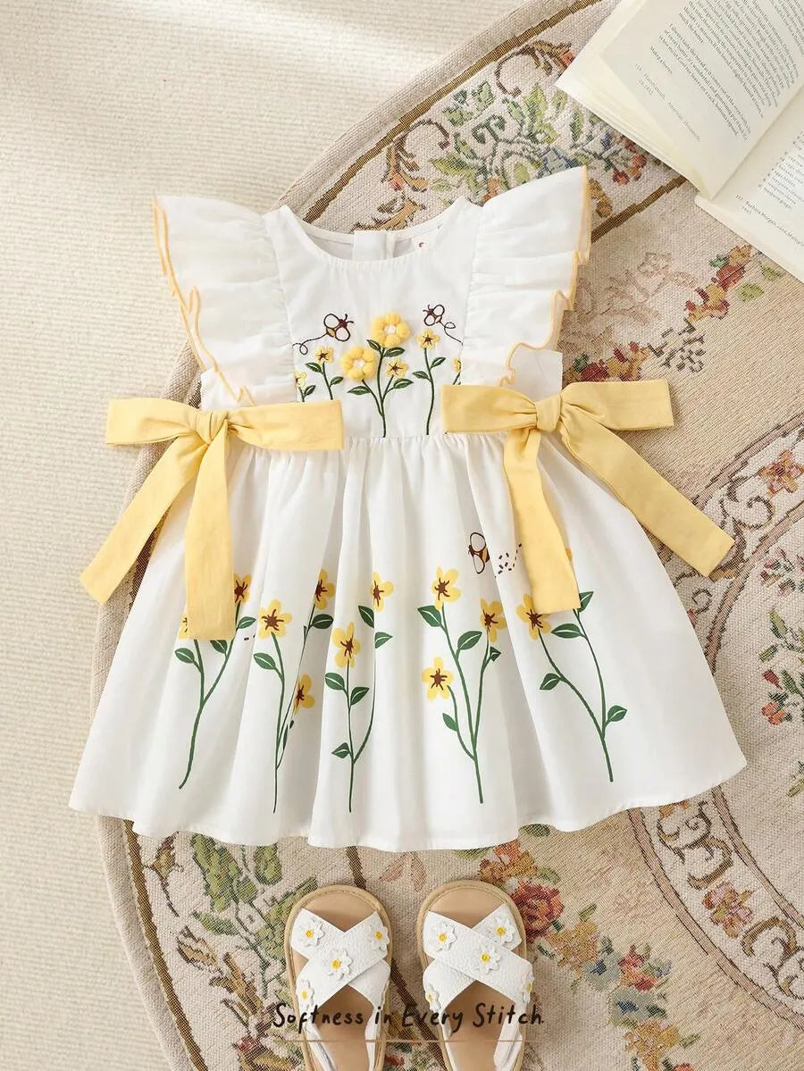 Vestido blanco flores amarillas bebe niña sa251101294002921283