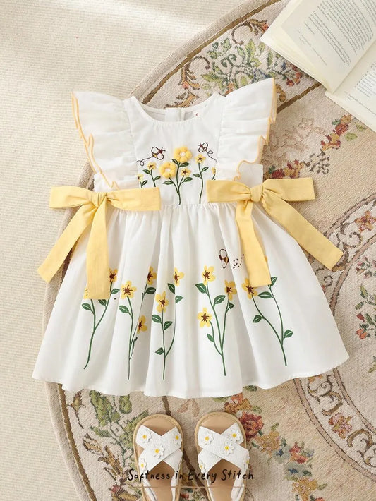 Vestido blanco flores amarillas bebe niña sa251101294002921283