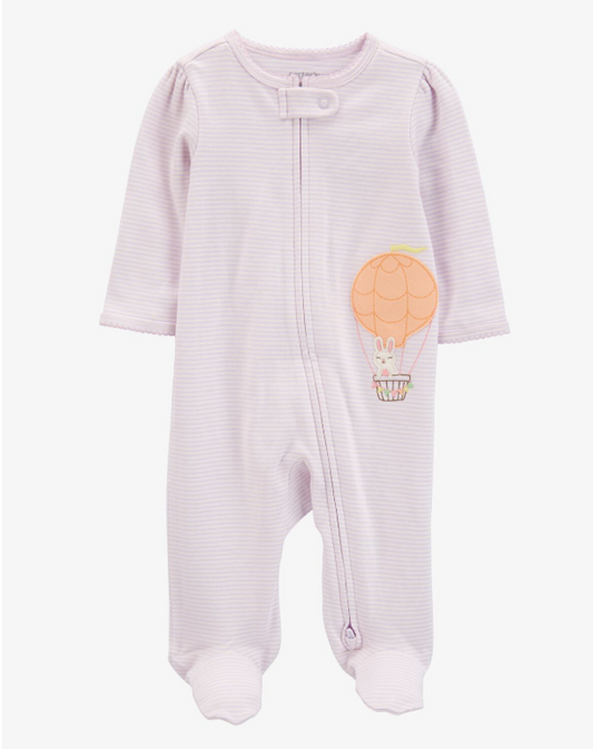 Pijama Morada a rayas Globo con conejo para niña