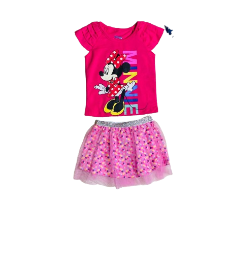 Set 2 piezas bebe niña Minnie Disney falda tutu camisa rosada