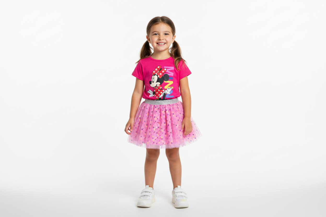 Set 2 piezas bebe niña Minnie Disney falda tutu camisa rosada D9-MI-1199B promo 2x1000 590490