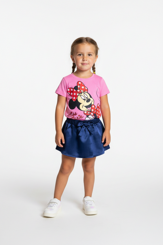 Set 2 piezas camisa rosada bebe niña Minnie Disney falda jeansD9-MI-1170B promo 2x1000 590490