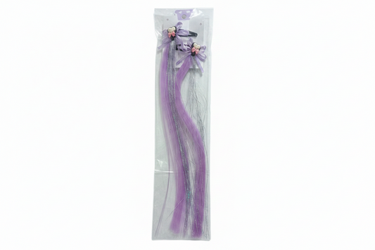 Extensiones cabello morado niña accesorio gancho
