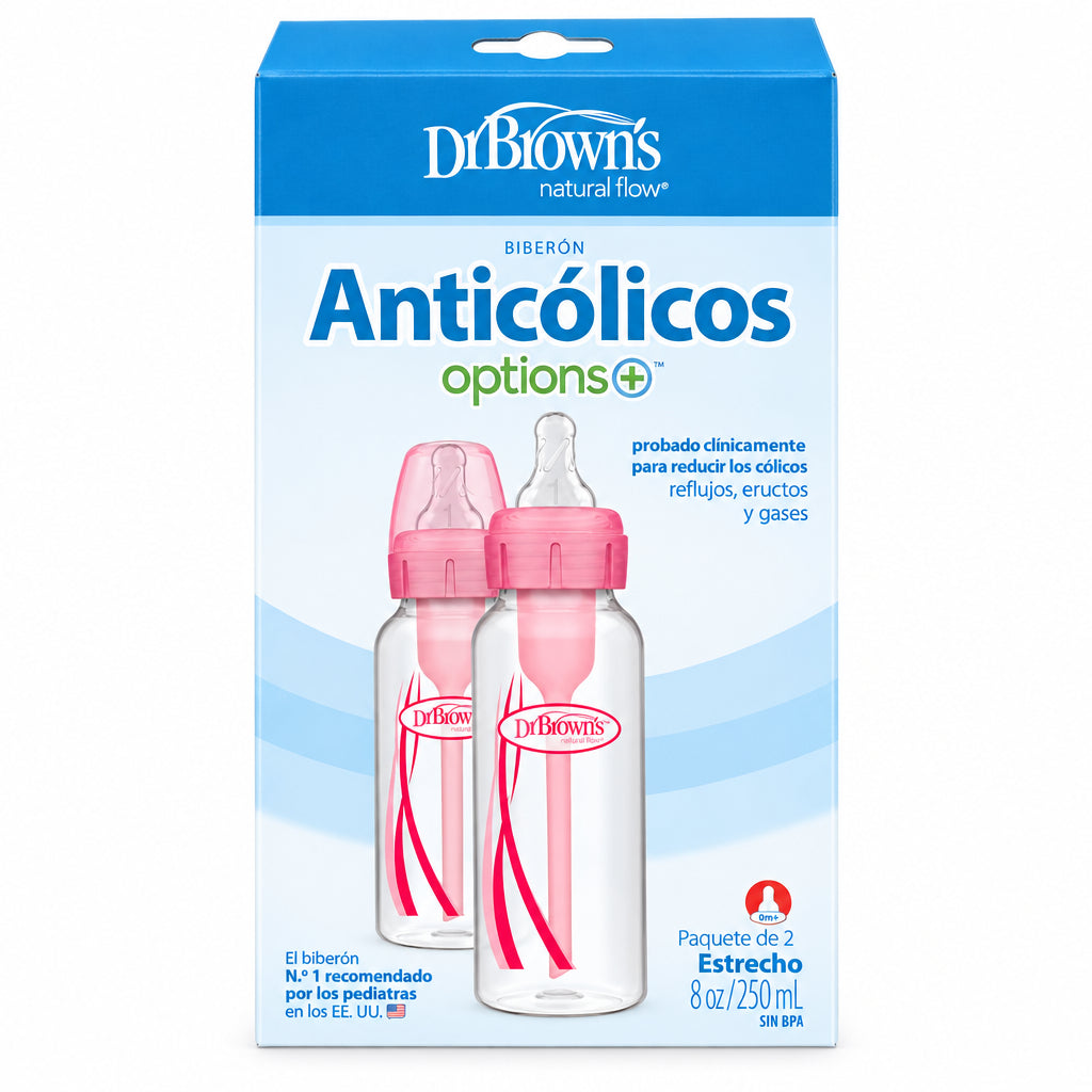 Set 2 pepes biberon rosado Dr Brown bebe niño niña 8oz/250ml estrecho