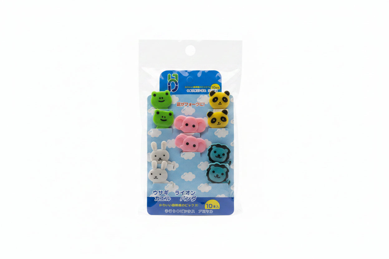 Set 10 pincho lonchera animales panda elefante sapito león