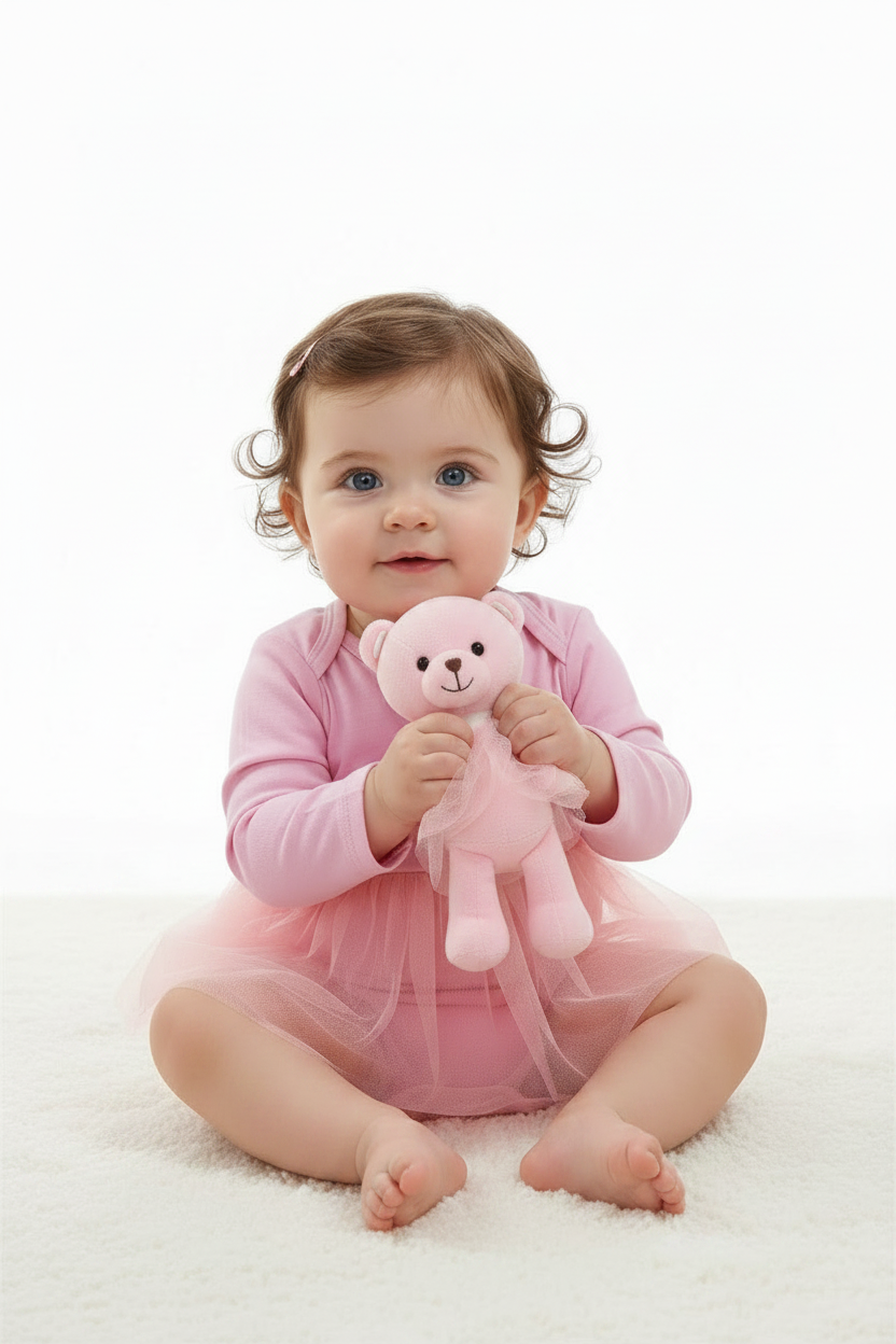 Set 3 piezas mameluco pantalon rosado peluche apego bebe niña Tinytots DA262-PK