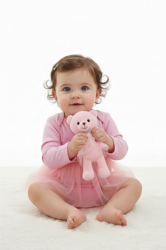 Set 3 piezas mameluco pantalon rosado peluche apego bebe niña Tinytots DA262-PK