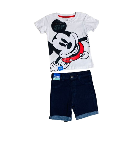 Set 2 piezas Mickey camisa blanca bebe niño d9-mk-1333b