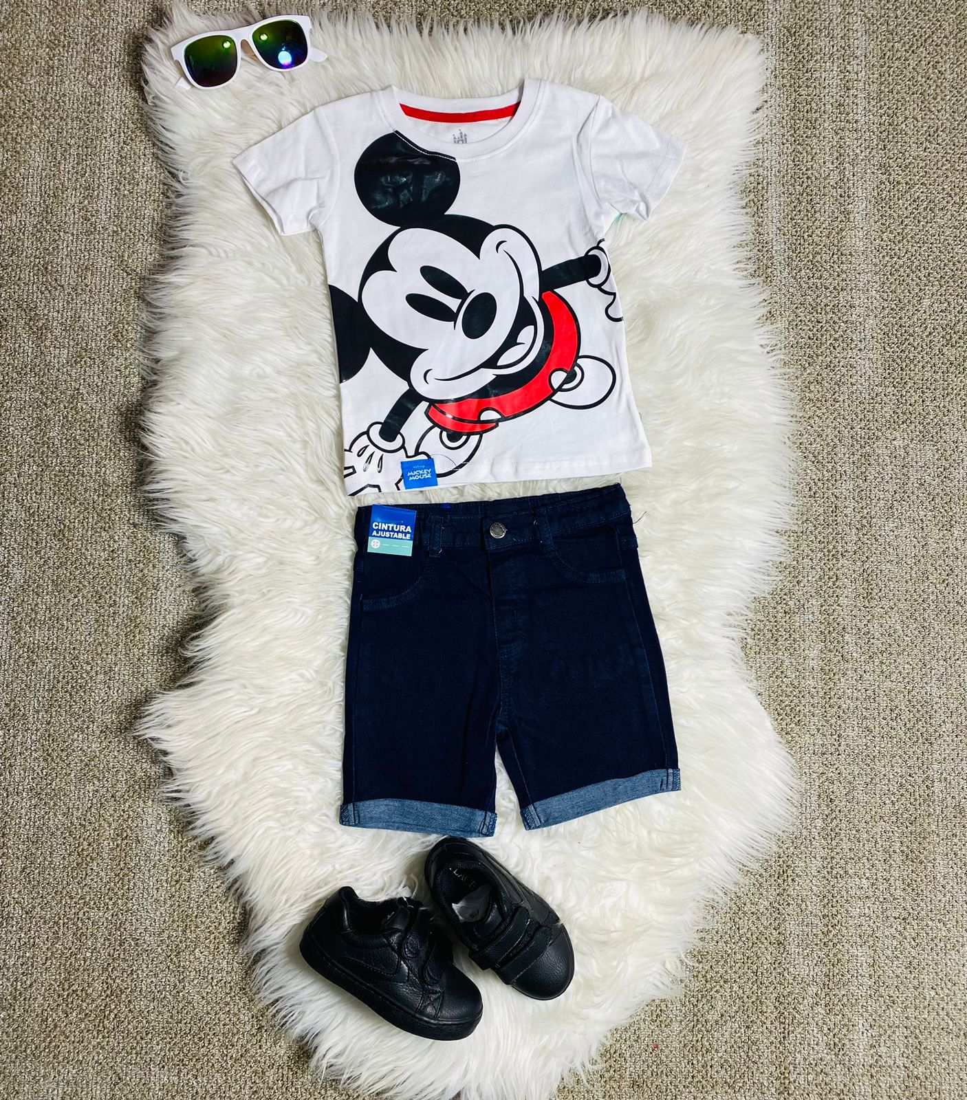 Set 2 piezas Mickey camisa blanca bebe niño d9-mk-1333b