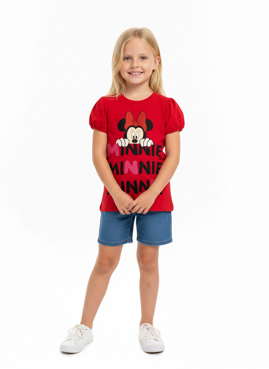 Camisa roja escarchada niña Minnie Disney MM-2620 promo 3x1000