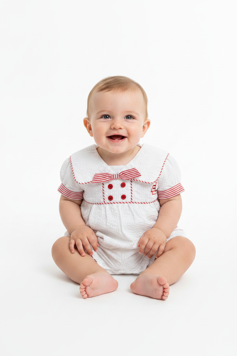 Mameluco blanco rojo bebe niño 53118