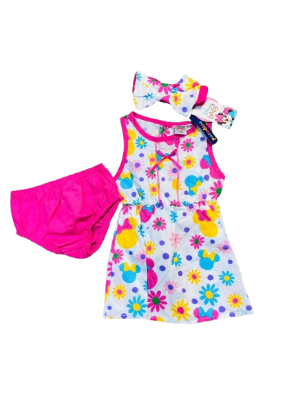 Vestido blanco flores Minnie Disney bebe niña