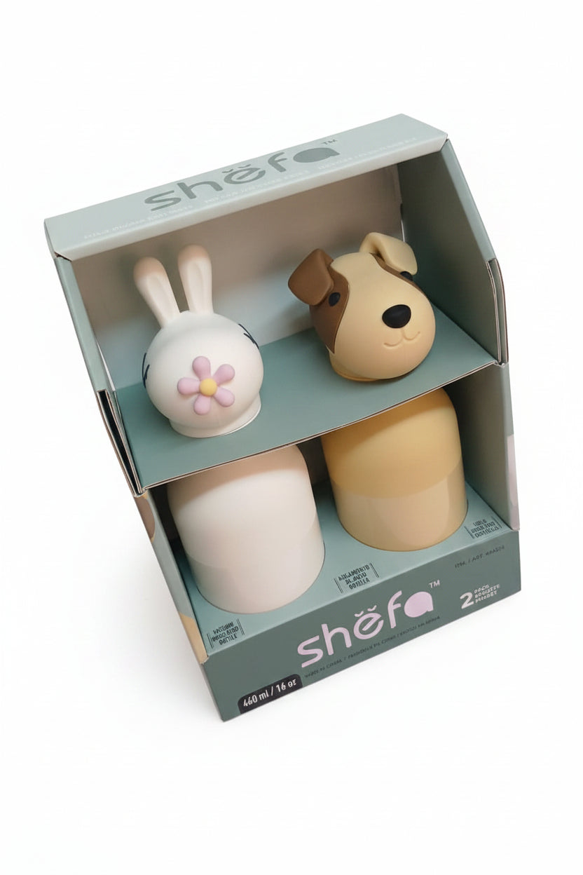 Set 2 termos shefa perritos conejos niño niña
