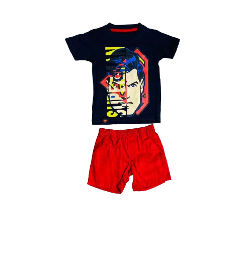 Set 2 piezas superman camisa negra bebe niño