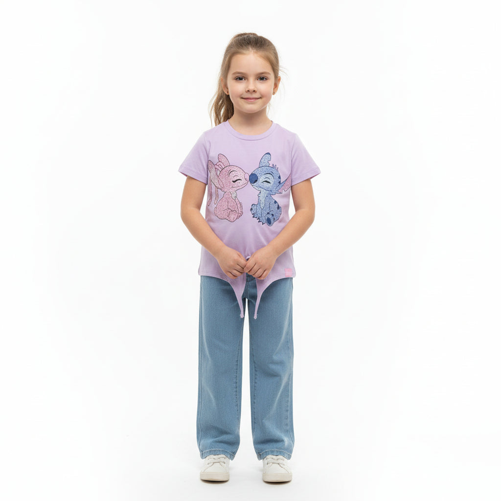 Set conjunto 2 piezas camisa morada pantalon cargo azul niña Stitch D9-STI-131D 690590