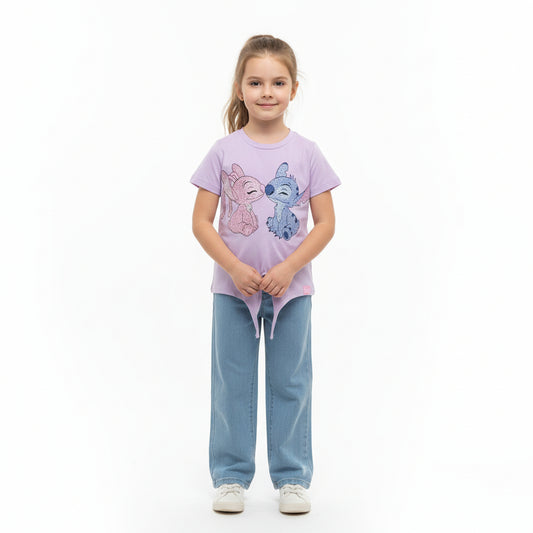 Set conjunto 2 piezas camisa morada pantalon cargo azul niña Stitch D9-STI-131D 690590