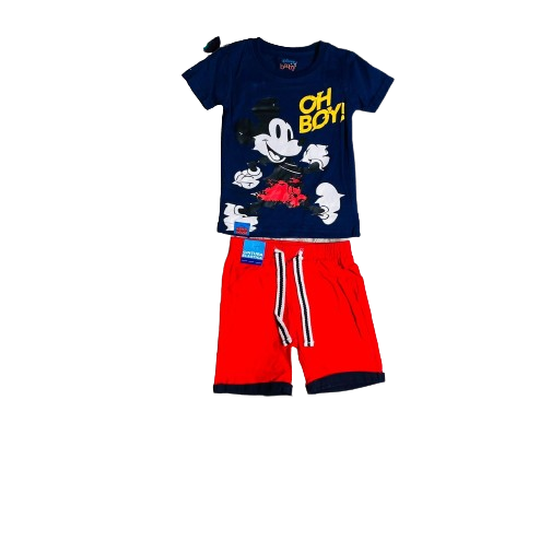 Set conjunto 2 piezas Mickey camisa azul bebe niño