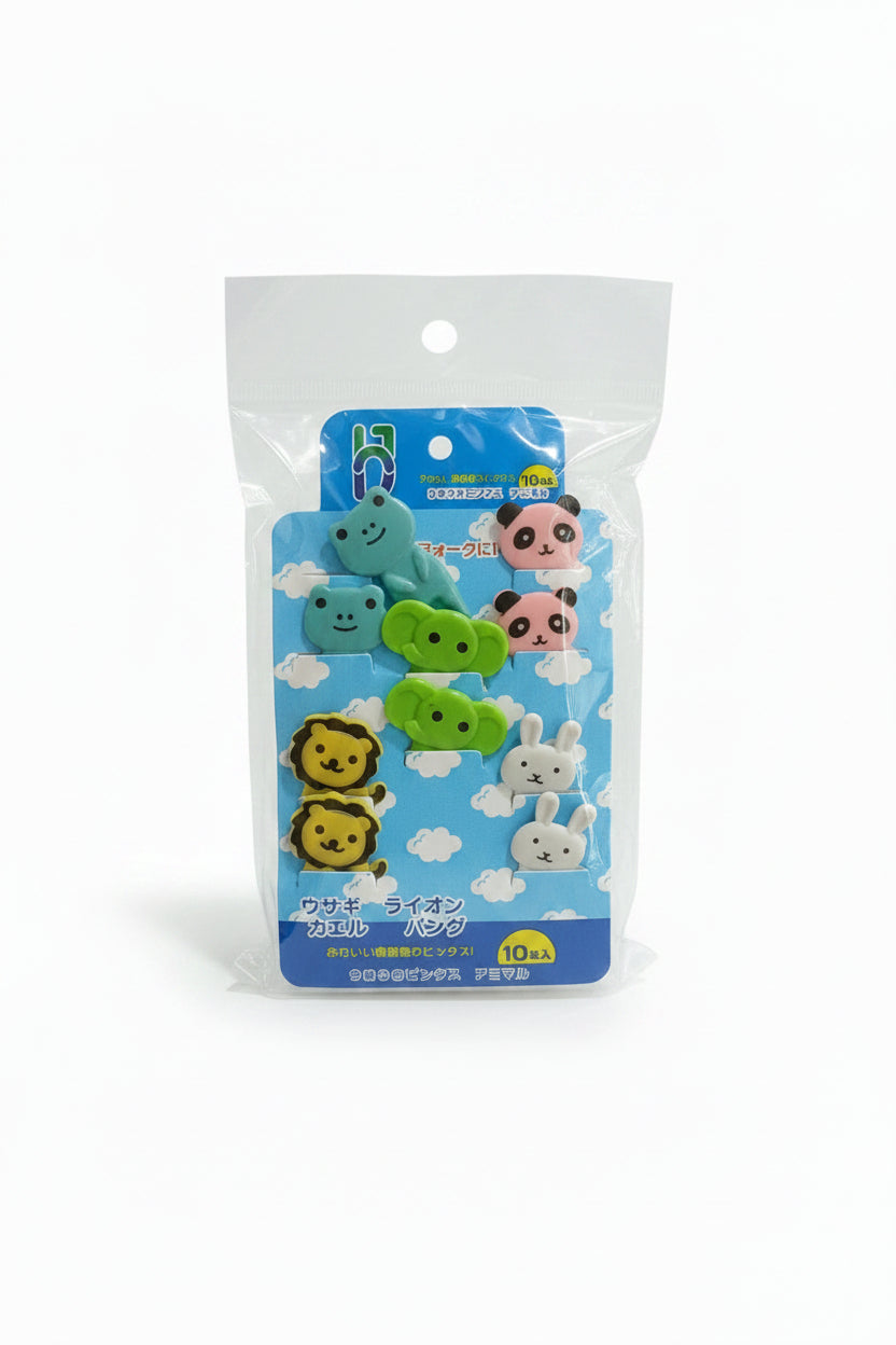 Set 10 pincho lonchera animales panda rosado elefante verde conejo blanco oso amarillo