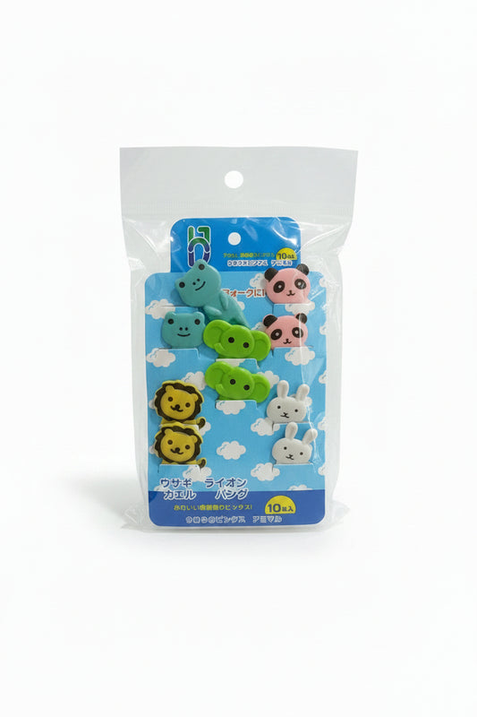 Set 10 pincho lonchera animales panda rosado elefante verde conejo blanco oso amarillo