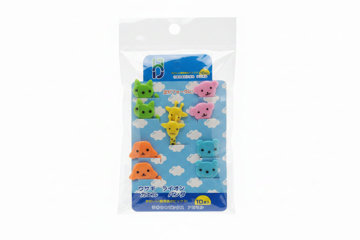Set 10 pincho lonchera animales gato jirafa perro osito