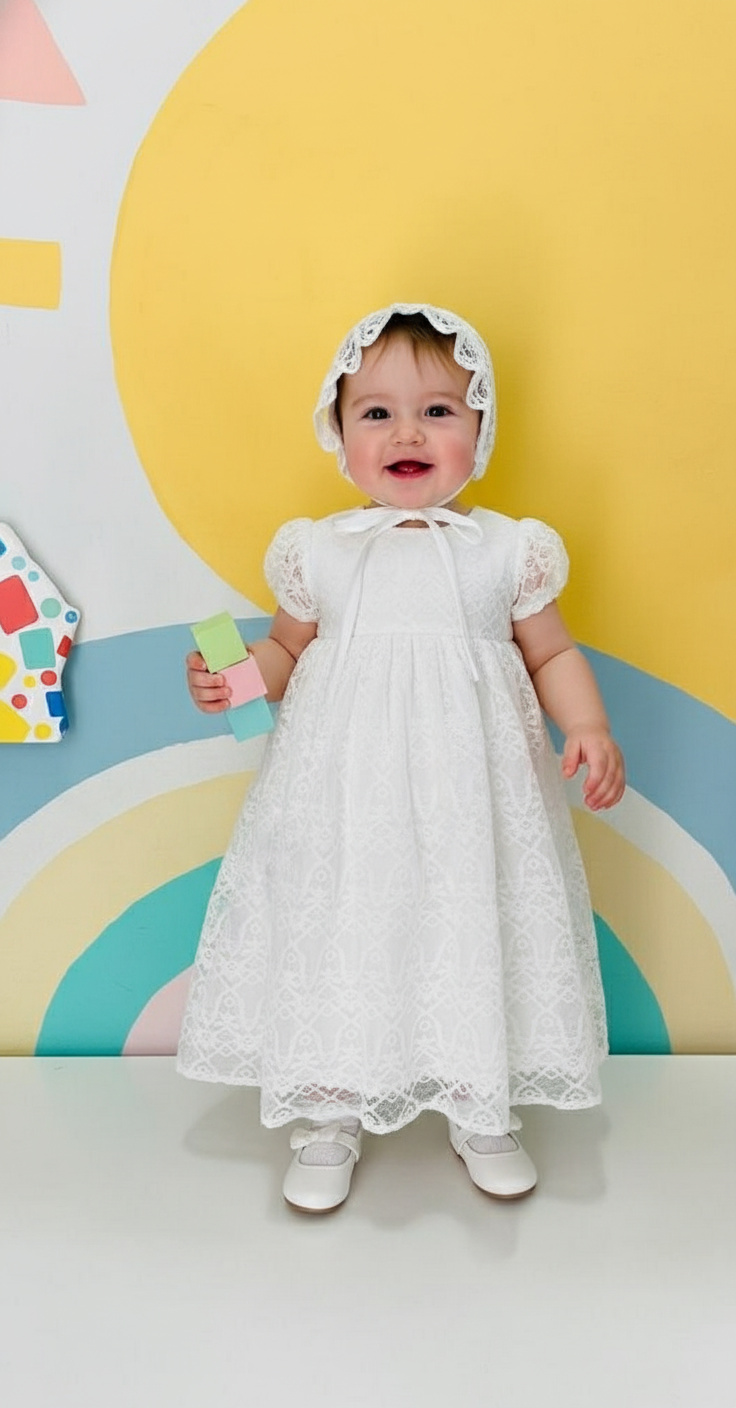 Vestido Blanco gala Bautizo 2 piezas