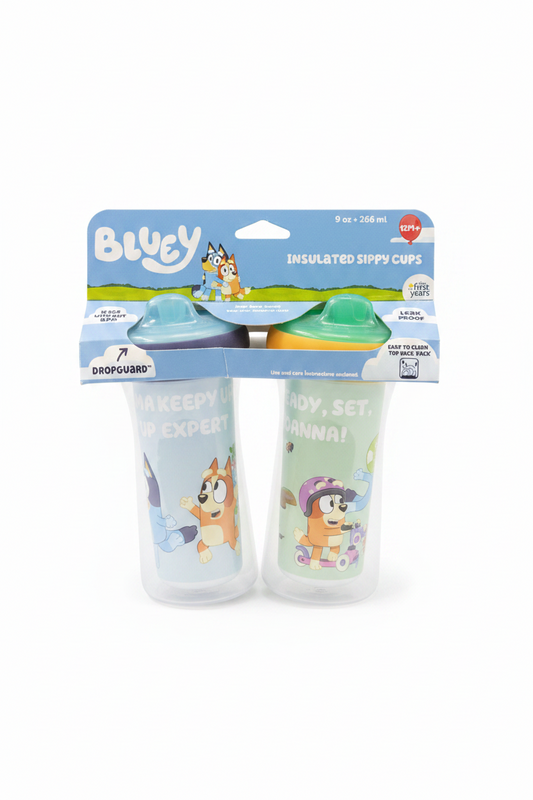 Set 2 vasos entrenamiento azul verde bebe niño niña Bluey