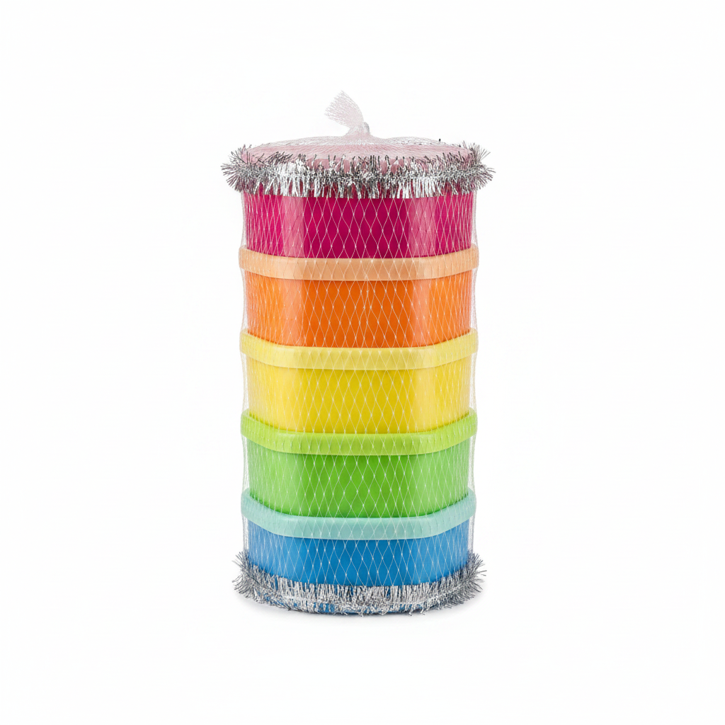 Set 5 contenedores morado naranja amarillo verde azul comida bebe niño bebe niña