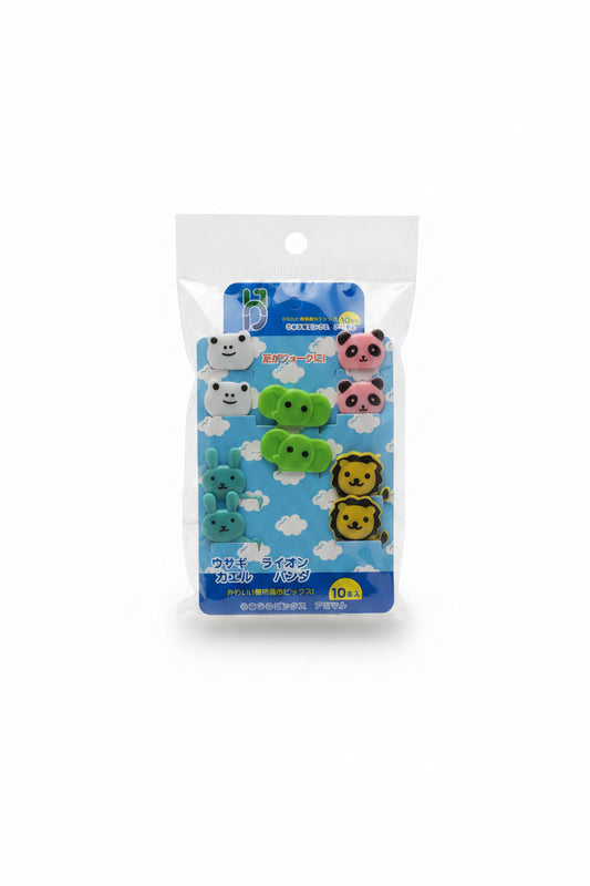 Set 10 pincho lonchera animales panda elefante sapito león