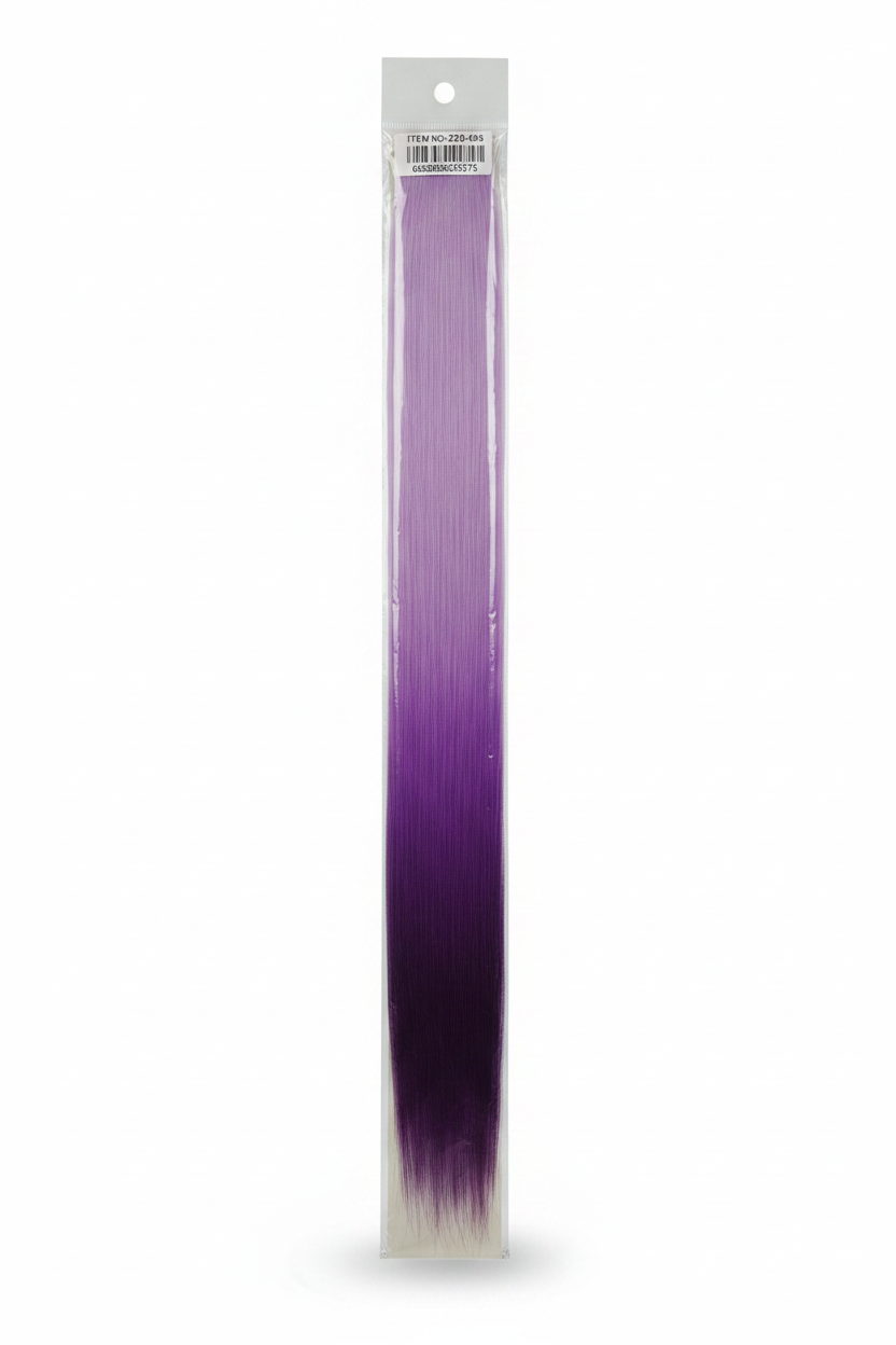 Peluca extensiones cabello morado niña accesorio gancho