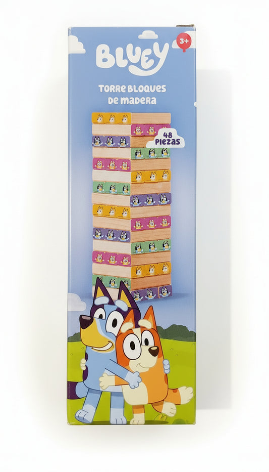 Juguete torre madera jenga bluey niño niña aprendizaje educativo DT-BLU-WJ48 590490390