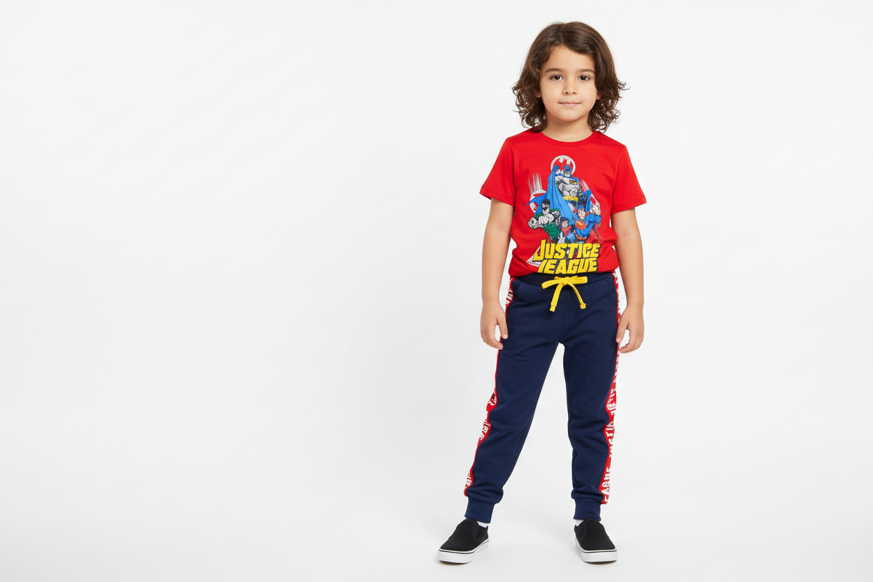 Set conjunto 2 piezas liga de la justicia Niño camisa roja