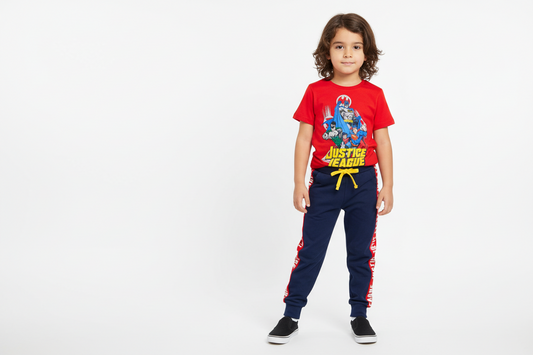 Set conjunto 2 piezas liga de la justicia Niño camisa roja