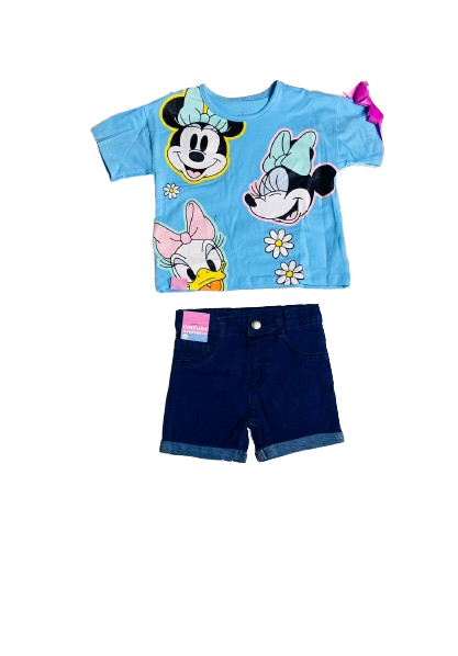Set 2 piezas camisa azul celeste bebe niña minnie disney D9-MI-1254B