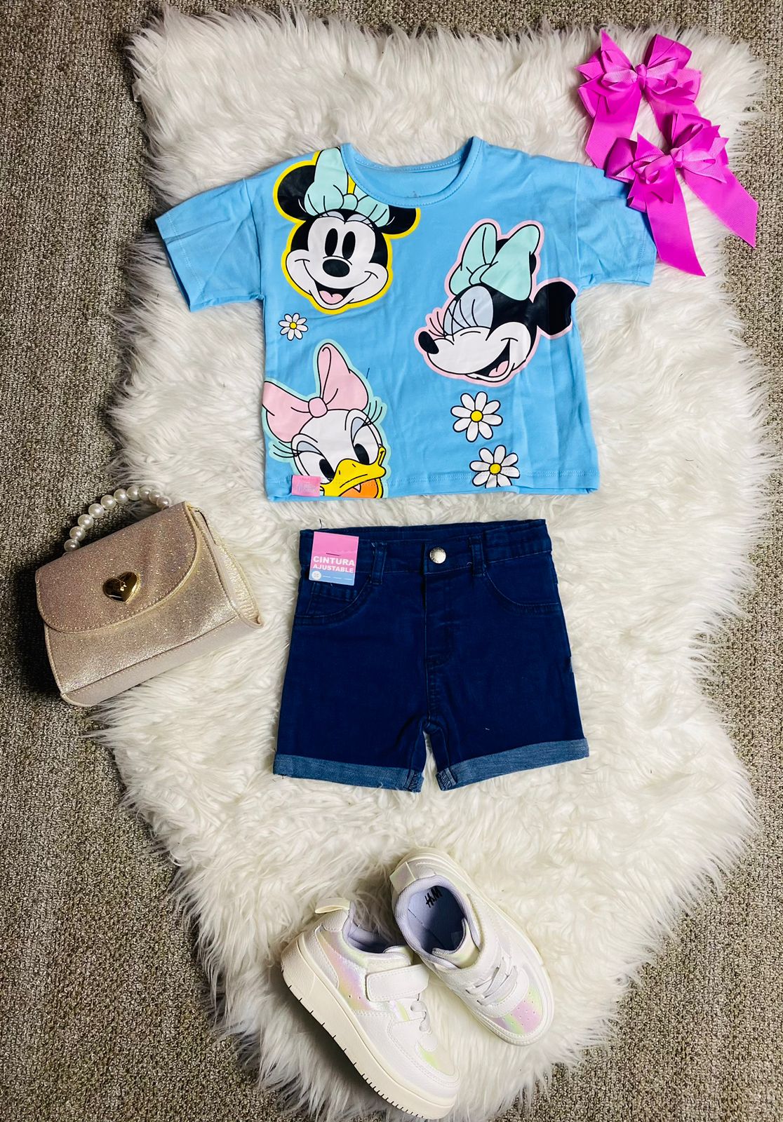 Set 2 piezas camisa azul celeste bebe niña minnie disney D9-MI-1254B