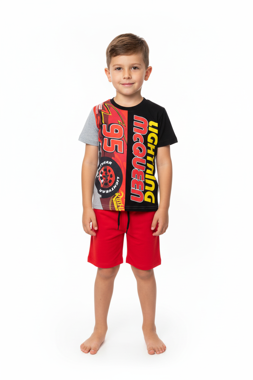 Set 2 piezas rayo McQueen cars camisa gris short rojo niño A9-C3-204N 490390