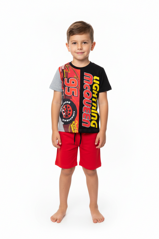 Set 2 piezas rayo McQueen cars camisa gris short rojo niño A9-C3-204N 490390 promo 3x1000