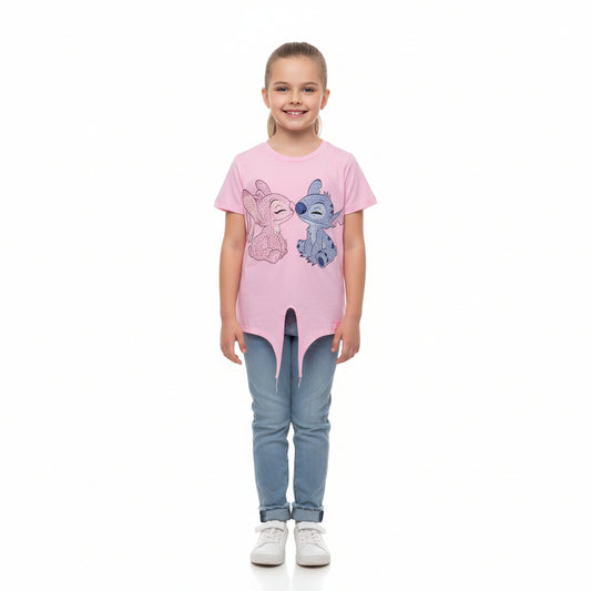 Set conjunto 2 piezas camisa rosada pantalon cargo azul niña Stitch D9-STI-131D 690590